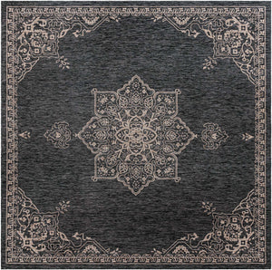 Charcoal Gray 13' 1 x 13' 1 Outdoor Traditional Square Area Rug Weather Resistant for Patio, Deck, Terrace, Balcony, Porch Classical Design Outside Carpet for Sale at Rug Engine