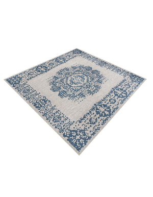 Blue 13' 1 x 13' 1 Outdoor Traditional Square Area Rug Weather Resistant for Patio, Deck, Terrace, Balcony, Porch Classical Design Outside Carpet for Sale at Rug Engine