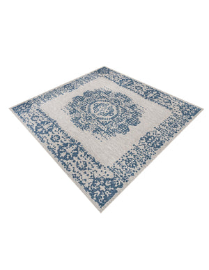 Blue 13' 1 x 13' 1 Outdoor Traditional Square Area Rug Weather Resistant for Patio, Deck, Terrace, Balcony, Porch Classical Design Outside Carpet for Sale at Rug Engine