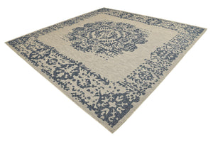 Blue 13' 1 x 13' 1 Outdoor Traditional Square Area Rug Weather Resistant for Patio, Deck, Terrace, Balcony, Porch Classical Design Outside Carpet for Sale at Rug Engine