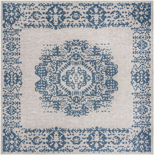 Blue 13' 1 x 13' 1 Outdoor Traditional Square Area Rug Weather Resistant for Patio, Deck, Terrace, Balcony, Porch Classical Design Outside Carpet for Sale at Rug Engine