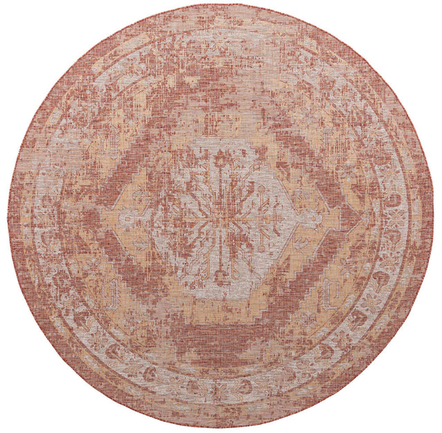 Rust Red 13' 1 x 13' 1 Outdoor Traditional Round Area Rug Weather Resistant for Patio, Deck, Terrace, Balcony, Porch Classical Design Outside Carpet for Sale at Rug Engine