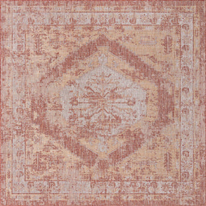 Rust Red 13' 1 x 13' 1 Outdoor Traditional Square Area Rug Weather Resistant for Patio, Deck, Terrace, Balcony, Porch Classical Design Outside Carpet for Sale at Rug Engine