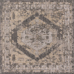 Charcoal 13' 1 x 13' 1 Outdoor Traditional Square Area Rug Weather Resistant for Patio, Deck, Terrace, Balcony, Porch Classical Design Outside Carpet for Sale at Rug Engine