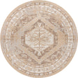 Natural 13' 1 x 13' 1 Outdoor Traditional Round Area Rug Weather Resistant for Patio, Deck, Terrace, Balcony, Porch Classical Design Outside Carpet for Sale at Rug Engine