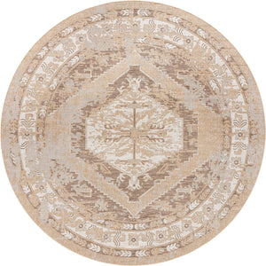 Natural 13' 1 x 13' 1 Outdoor Traditional Round Area Rug Weather Resistant for Patio, Deck, Terrace, Balcony, Porch Classical Design Outside Carpet for Sale at Rug Engine