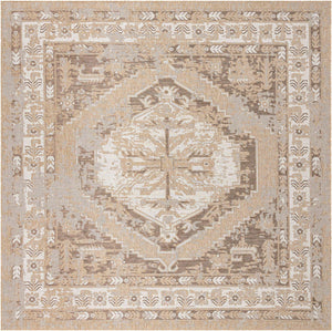 Natural 13' 1 x 13' 1 Outdoor Traditional Square Area Rug Weather Resistant for Patio, Deck, Terrace, Balcony, Porch Classical Design Outside Carpet for Sale at Rug Engine