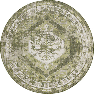 Green 13' 1 x 13' 1 Outdoor Traditional Round Area Rug Weather Resistant for Patio, Deck, Terrace, Balcony, Porch Classical Design Outside Carpet for Sale at Rug Engine