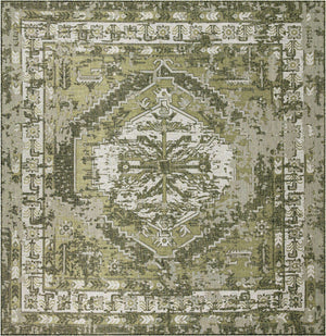 Green 13' 1 x 13' 1 Outdoor Traditional Square Rug