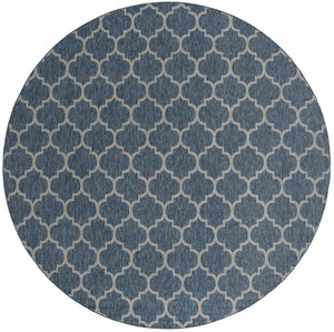Navy Blue 13' 1 x 13' 1 Outdoor Trellis Round Area Rug Weather Resistant for Patio, Deck, Terrace, Balcony, Porch Geometric Design Water Safe Outside Carpet for Sale at Rug Engine