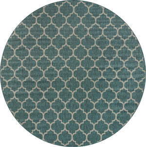 Teal 13' 1 x 13' 1 Outdoor Trellis Round Area Rug Weather Resistant for Patio, Deck, Terrace, Balcony, Porch Geometric Design Water Safe Outside Carpet for Sale at Rug Engine