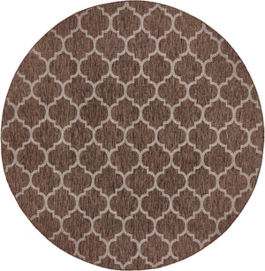 Brown 10' 8 x 10' 8 Outdoor Trellis Round Area Rug Weather Resistant for Patio, Deck, Terrace, Balcony, Porch Geometric Design Water Safe Outside Carpet for Sale at Rug Engine
