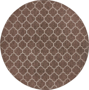 Brown 13' 1 x 13' 1 Outdoor Trellis Round Area Rug Weather Resistant for Patio, Deck, Terrace, Balcony, Porch Geometric Design Water Safe Outside Carpet for Sale at Rug Engine