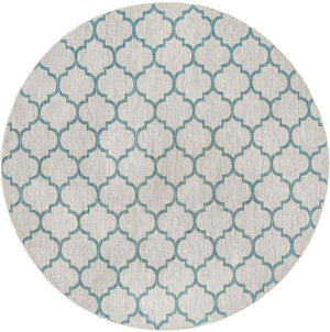 Gray 10' 8 x 10' 8 Outdoor Trellis Round Area Rug Weather Resistant for Patio, Deck, Terrace, Balcony, Porch Geometric Design Water Safe Outside Carpet for Sale at Rug Engine