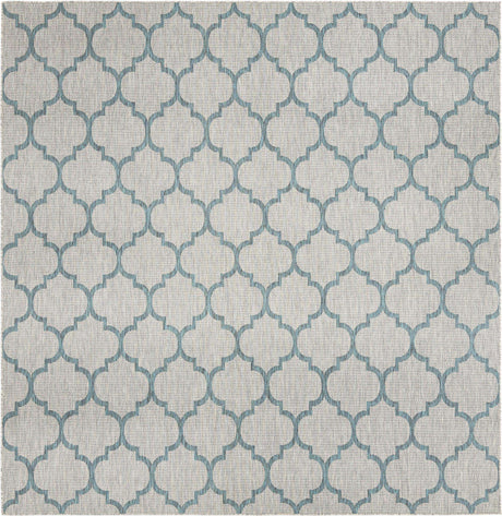 Gray 10' 8 x 10' 8 Outdoor Trellis Square Area Rug Weather Resistant for Patio, Deck, Terrace, Balcony, Porch Geometric Design Water Safe Outside Carpet for Sale at Rug Engine
