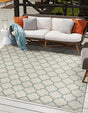 Gray 10' 8 x 10' 8 Outdoor Trellis Square Area Rug Weather Resistant for Patio, Deck, Terrace, Balcony, Porch Geometric Design Water Safe Outside Carpet for Sale at Rug Engine