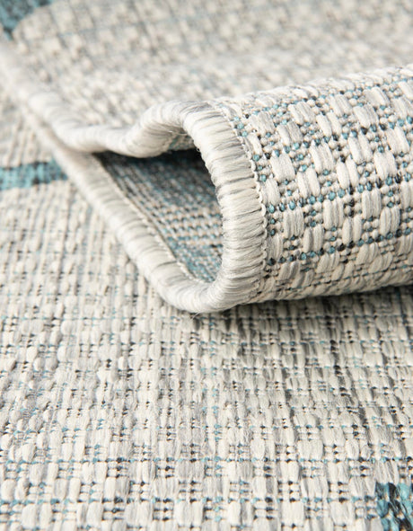 Gray 10' 8 x 10' 8 Outdoor Trellis Square Area Rug Weather Resistant for Patio, Deck, Terrace, Balcony, Porch Geometric Design Water Safe Outside Carpet for Sale at Rug Engine
