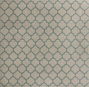 Gray 13' 1 x 13' 1 Outdoor Trellis Square Area Rug Weather Resistant for Patio, Deck, Terrace, Balcony, Porch Geometric Design Water Safe Outside Carpet for Sale at Rug Engine