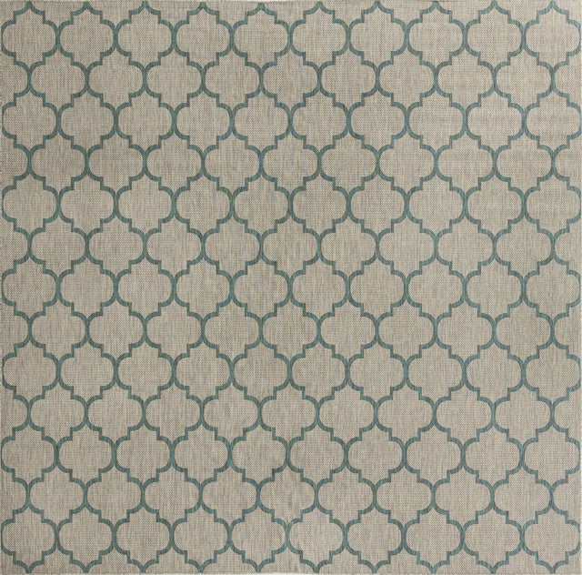 Gray 13' 1 x 13' 1 Outdoor Trellis Square Area Rug Weather Resistant for Patio, Deck, Terrace, Balcony, Porch Geometric Design Water Safe Outside Carpet for Sale at Rug Engine
