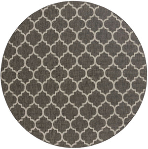 Black 10' 8 x 10' 8 Outdoor Trellis Round Area Rug Weather Resistant for Patio, Deck, Terrace, Balcony, Porch Geometric Design Water Safe Outside Carpet for Sale at Rug Engine