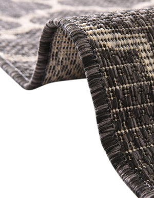 Black 6' 1 x 6' 1 Outdoor Trellis Round Area Rug Weather Resistant for Patio, Deck, Terrace, Balcony, Porch Geometric Design Water Safe Outside Carpet for Sale at Rug Engine