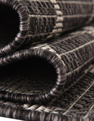 Black 6' 1 x 6' 1 Outdoor Trellis Round Area Rug Weather Resistant for Patio, Deck, Terrace, Balcony, Porch Geometric Design Water Safe Outside Carpet for Sale at Rug Engine