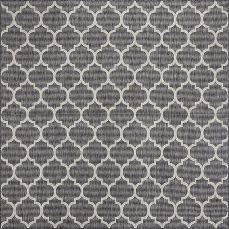 Black 11' x 11' Outdoor Trellis Square Rug