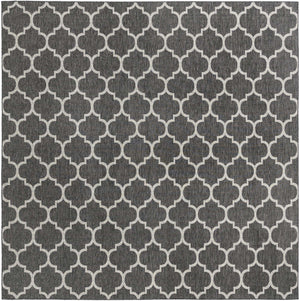 Black 13' 1 x 13' 1 Outdoor Trellis Square Area Rug Weather Resistant for Patio, Deck, Terrace, Balcony, Porch Geometric Design Water Safe Outside Carpet for Sale at Rug Engine