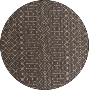 Charcoal Gray 10' 8 x 10' 8 Outdoor Trellis Round Area Rug Weather Resistant for Patio, Deck, Terrace, Balcony, Porch Geometric Design Water Safe Outside Carpet for Sale at Rug Engine