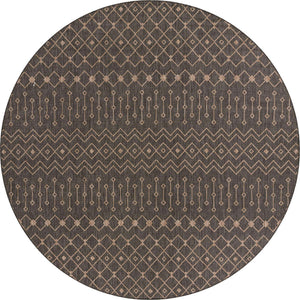 Charcoal Gray 13' 1 x 13' 1 Outdoor Trellis Round Area Rug Weather Resistant for Patio, Deck, Terrace, Balcony, Porch Geometric Design Water Safe Outside Carpet for Sale at Rug Engine