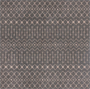 Charcoal Gray 10' 8 x 10' 8 Outdoor Trellis Square Area Rug Weather Resistant for Patio, Deck, Terrace, Balcony, Porch Geometric Design Water Safe Outside Carpet for Sale at Rug Engine