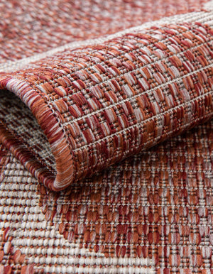 Rust Red 13' 1 x 13' 1 Outdoor Trellis Round Area Rug Weather Resistant for Patio, Deck, Terrace, Balcony, Porch Geometric Design Water Safe Outside Carpet for Sale at Rug Engine