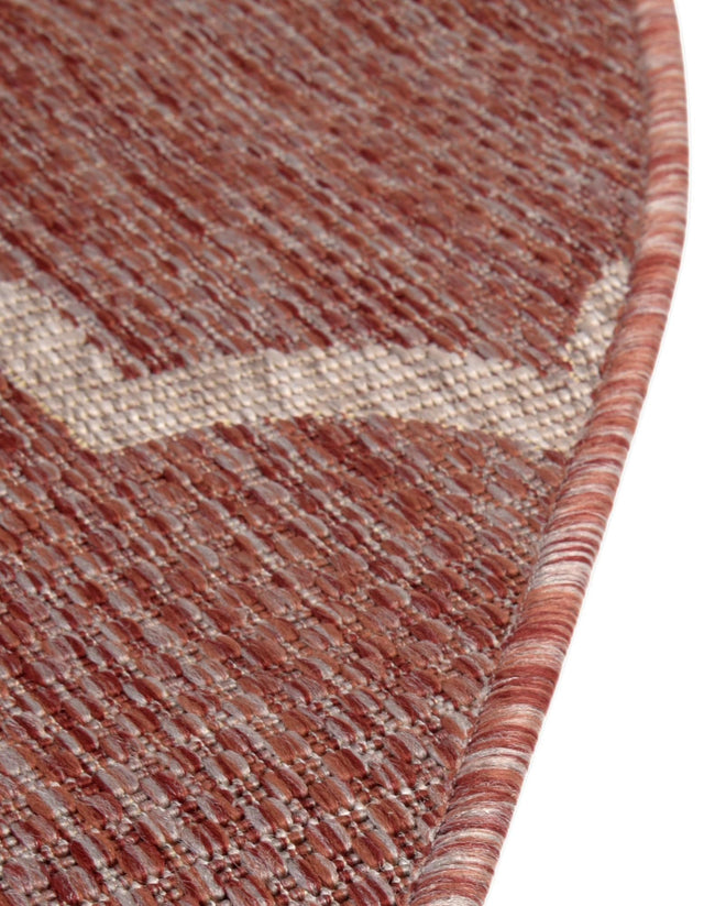 Rust Red 13' 1 x 13' 1 Outdoor Trellis Round Area Rug Weather Resistant for Patio, Deck, Terrace, Balcony, Porch Geometric Design Water Safe Outside Carpet for Sale at Rug Engine