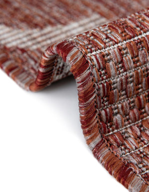 Rust Red 13' 1 x 13' 1 Outdoor Trellis Round Area Rug Weather Resistant for Patio, Deck, Terrace, Balcony, Porch Geometric Design Water Safe Outside Carpet for Sale at Rug Engine