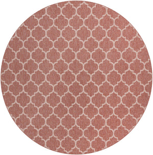 Rust Red 13' 1 x 13' 1 Outdoor Trellis Round Area Rug Weather Resistant for Patio, Deck, Terrace, Balcony, Porch Geometric Design Water Safe Outside Carpet for Sale at Rug Engine