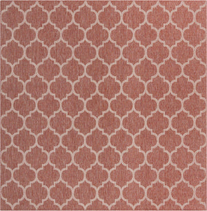 Rust Red 10' 8 x 10' 8 Outdoor Trellis Square Area Rug Weather Resistant for Patio, Deck, Terrace, Balcony, Porch Geometric Design Water Safe Outside Carpet for Sale at Rug Engine