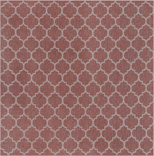 Rust Red 13' 1 x 13' 1 Outdoor Trellis Square Area Rug Weather Resistant for Patio, Deck, Terrace, Balcony, Porch Geometric Design Water Safe Outside Carpet for Sale at Rug Engine