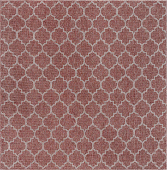 Rust Red 13' 1 x 13' 1 Outdoor Trellis Square Area Rug Weather Resistant for Patio, Deck, Terrace, Balcony, Porch Geometric Design Water Safe Outside Carpet for Sale at Rug Engine