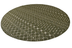 Green 13' 1 x 13' 1 Outdoor Trellis Round Area Rug Weather Resistant for Patio, Deck, Terrace, Balcony, Porch Geometric Design Water Safe Outside Carpet for Sale at Rug Engine