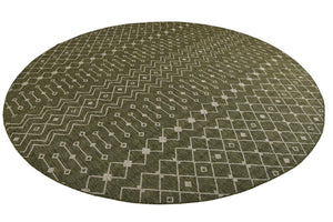 Green 13' 1 x 13' 1 Outdoor Trellis Round Area Rug Weather Resistant for Patio, Deck, Terrace, Balcony, Porch Geometric Design Water Safe Outside Carpet for Sale at Rug Engine