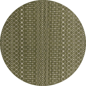 Green 13' 1 x 13' 1 Outdoor Trellis Round Area Rug Weather Resistant for Patio, Deck, Terrace, Balcony, Porch Geometric Design Water Safe Outside Carpet for Sale at Rug Engine