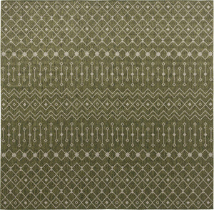 Green 13' 1 x 13' 1 Outdoor Trellis Square Area Rug Weather Resistant for Patio, Deck, Terrace, Balcony, Porch Geometric Design Water Safe Outside Carpet for Sale at Rug Engine