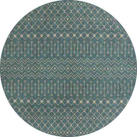 Teal 13' 1 x 13' 1 Outdoor Trellis Round Rug