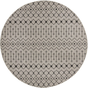 Gray 10' 8 x 10' 8 Outdoor Trellis Round Area Rug Weather Resistant for Patio, Deck, Terrace, Balcony, Porch Geometric Design Water Safe Outside Carpet for Sale at Rug Engine