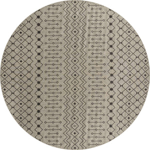 Gray 13' 1 x 13' 1 Outdoor Trellis Round Area Rug Weather Resistant for Patio, Deck, Terrace, Balcony, Porch Geometric Design Water Safe Outside Carpet for Sale at Rug Engine
