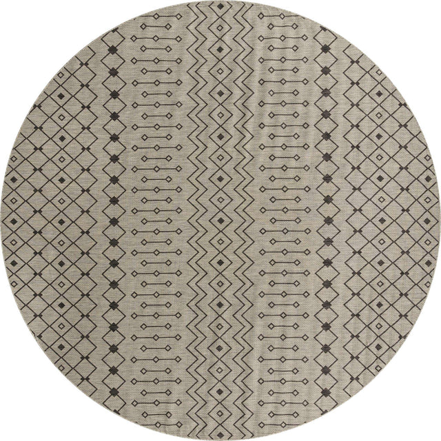 Gray 13' 1 x 13' 1 Outdoor Trellis Round Area Rug Weather Resistant for Patio, Deck, Terrace, Balcony, Porch Geometric Design Water Safe Outside Carpet for Sale at Rug Engine
