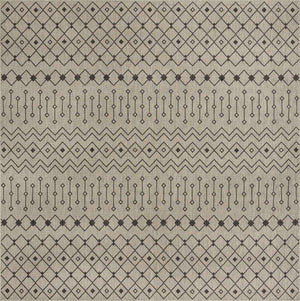 Gray 13' 1 x 13' 1 Outdoor Trellis Square Area Rug Weather Resistant for Patio, Deck, Terrace, Balcony, Porch Geometric Design Water Safe Outside Carpet for Sale at Rug Engine