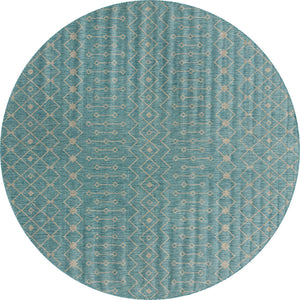 Aqua 10' 8 x 10' 8 Outdoor Trellis Round Area Rug Weather Resistant for Patio, Deck, Terrace, Balcony, Porch Geometric Design Water Safe Outside Carpet for Sale at Rug Engine