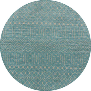 Aqua 13' 1 x 13' 1 Outdoor Trellis Round Area Rug Weather Resistant for Patio, Deck, Terrace, Balcony, Porch Geometric Design Water Safe Outside Carpet for Sale at Rug Engine