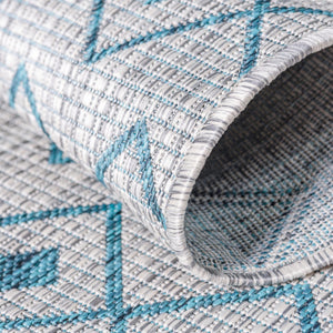 Light Blue 10' 8 x 10' 8 Outdoor Trellis Square Area Rug Weather Resistant for Patio, Deck, Terrace, Balcony, Porch Geometric Design Water Safe Outside Carpet for Sale at Rug Engine